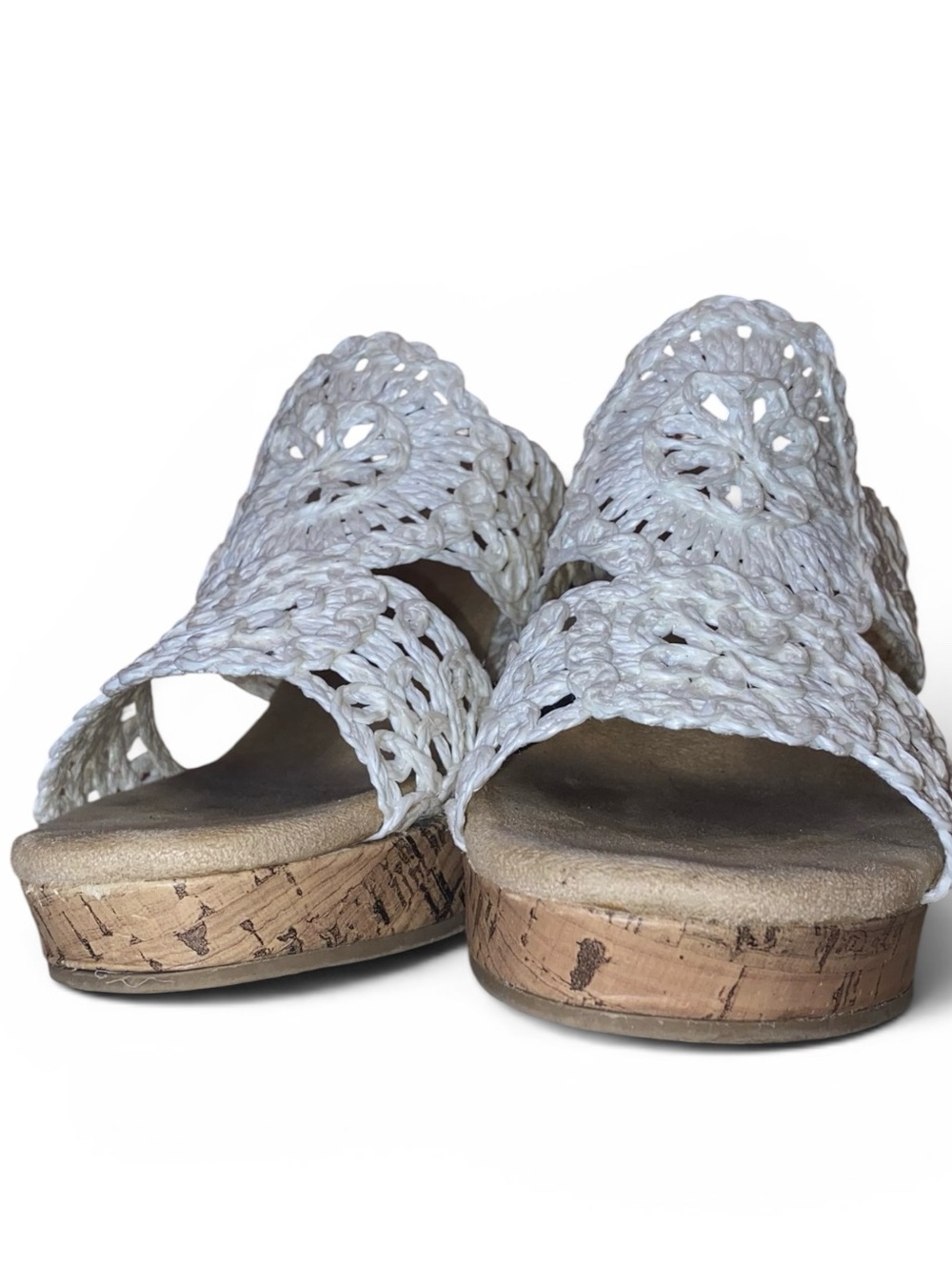 Jellypop White Crochet Cork Wedge Sandals - Picture 6 of 10